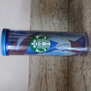 NWT Starbucks Tropical Leaf Blue Travel Tumbler